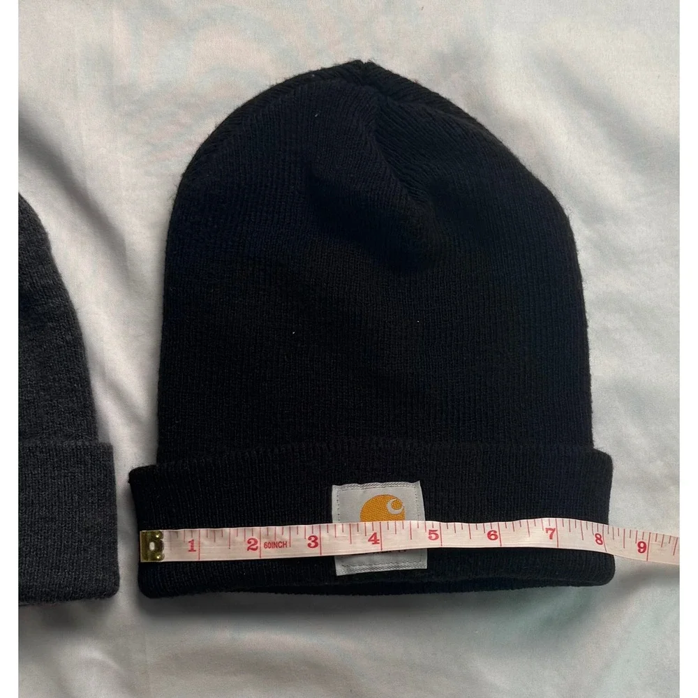 Carhartt Watch Hat Beanie Bundle Black and Charcoal Grey Ribbed Knit Caps 2 Pack